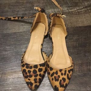 Leopard flats with ankle strap